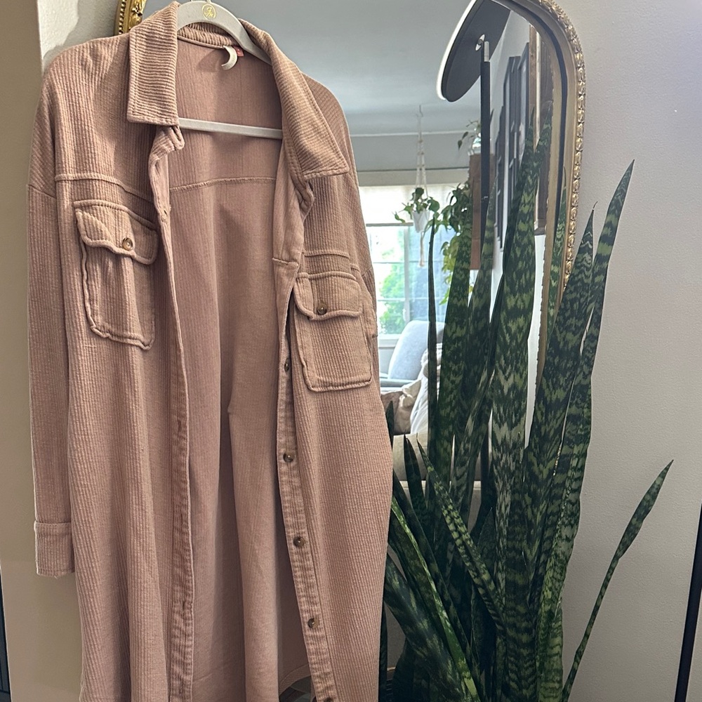 Women's beige Corduroy shacket